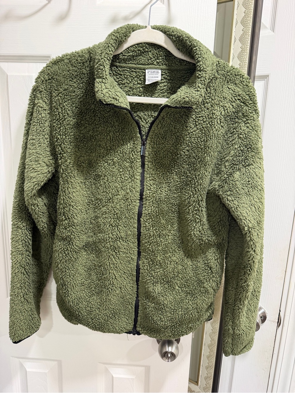 PINK Victoria's Secret Olive Green Sherpa Zip Jacket